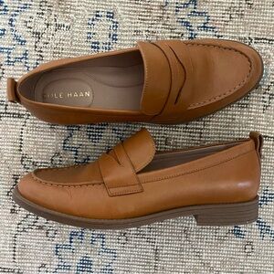 Cole Haan Cognac Leather Penny Loafers Women’s size 8